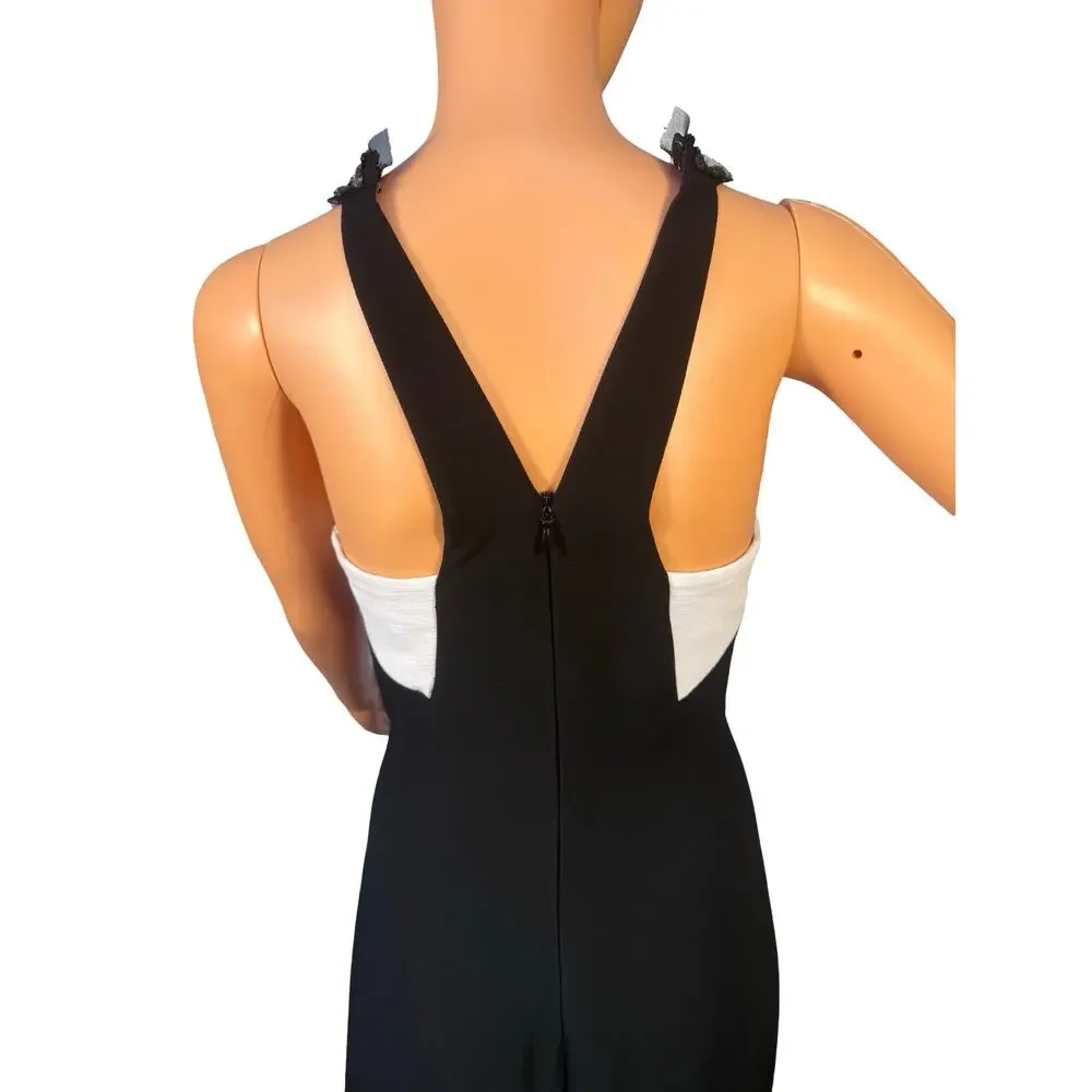BCBGMAXAZRIA Black Beaded Neck Sleeveless Maxi Gown Formal evening Dress